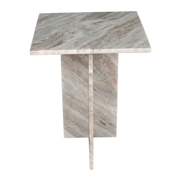 Cecil 14" Contemporary Natural Marble Handmade T-Shaped End Table - JONATHAN Y